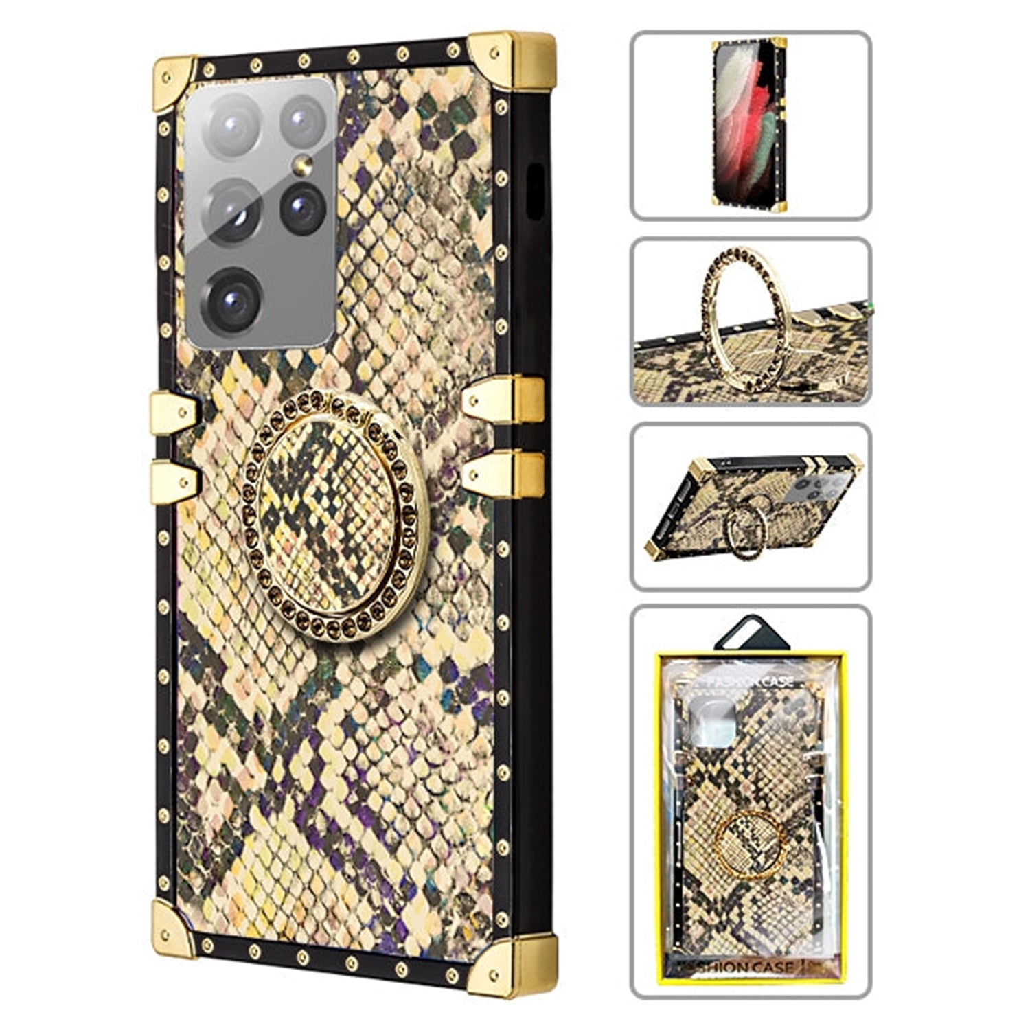 Samsung Galaxy S21 Ultra (6.8") TPU Luxury Leopard Print Fashion Case with Kickstand