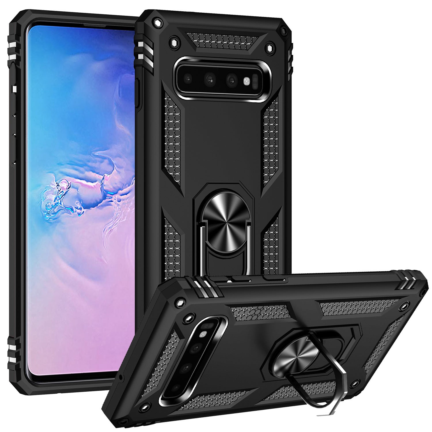 Dual Colors Ring Magnetic GPS car mount Phone Holder for Samsung Galaxy S10 Case