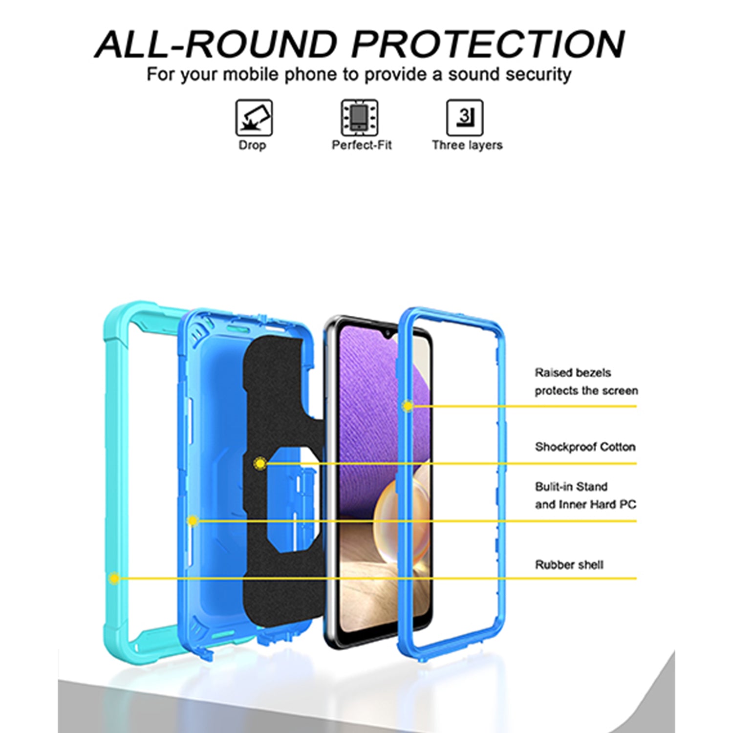 Full azimuth protection hardware bracket silicone case for Samsung Galaxy A72(5G)Case