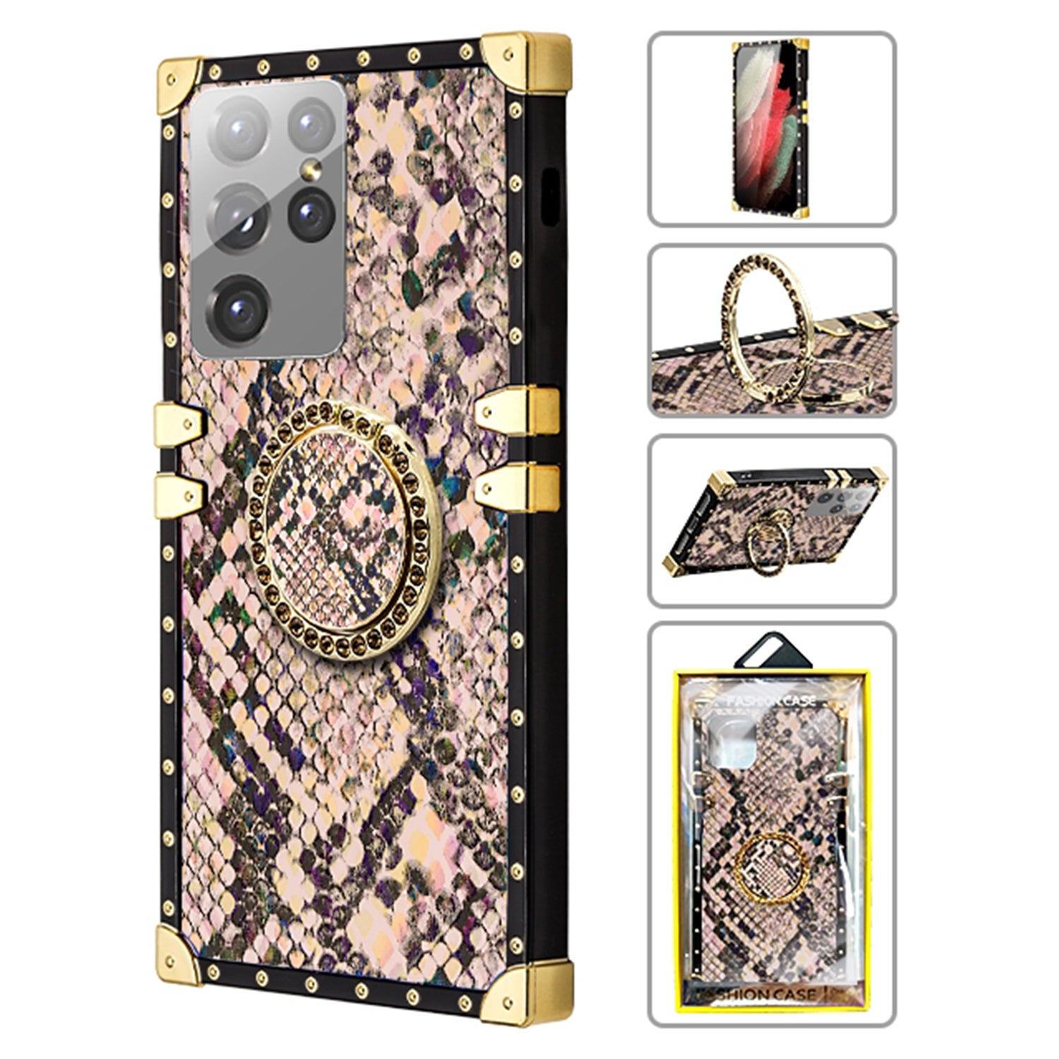 Samsung Galaxy S21 Ultra (6.8") TPU Luxury Leopard Print Fashion Case with Kickstand