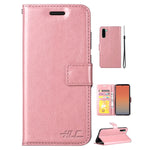 Real Plain Leather Wallet Case for Samsung Note 10