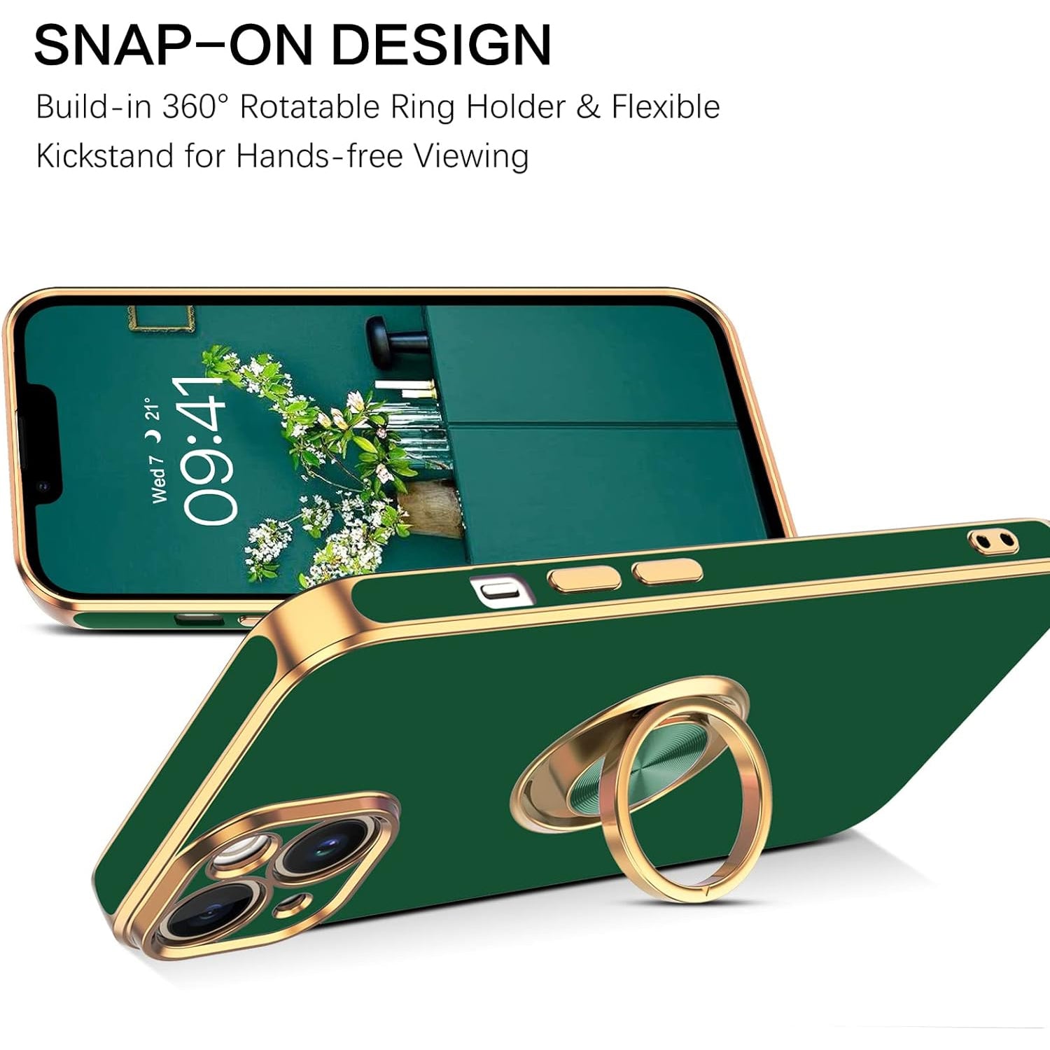 iPhone 14 Fashion Ring Magnetic GPS car mount Phone Holder Case