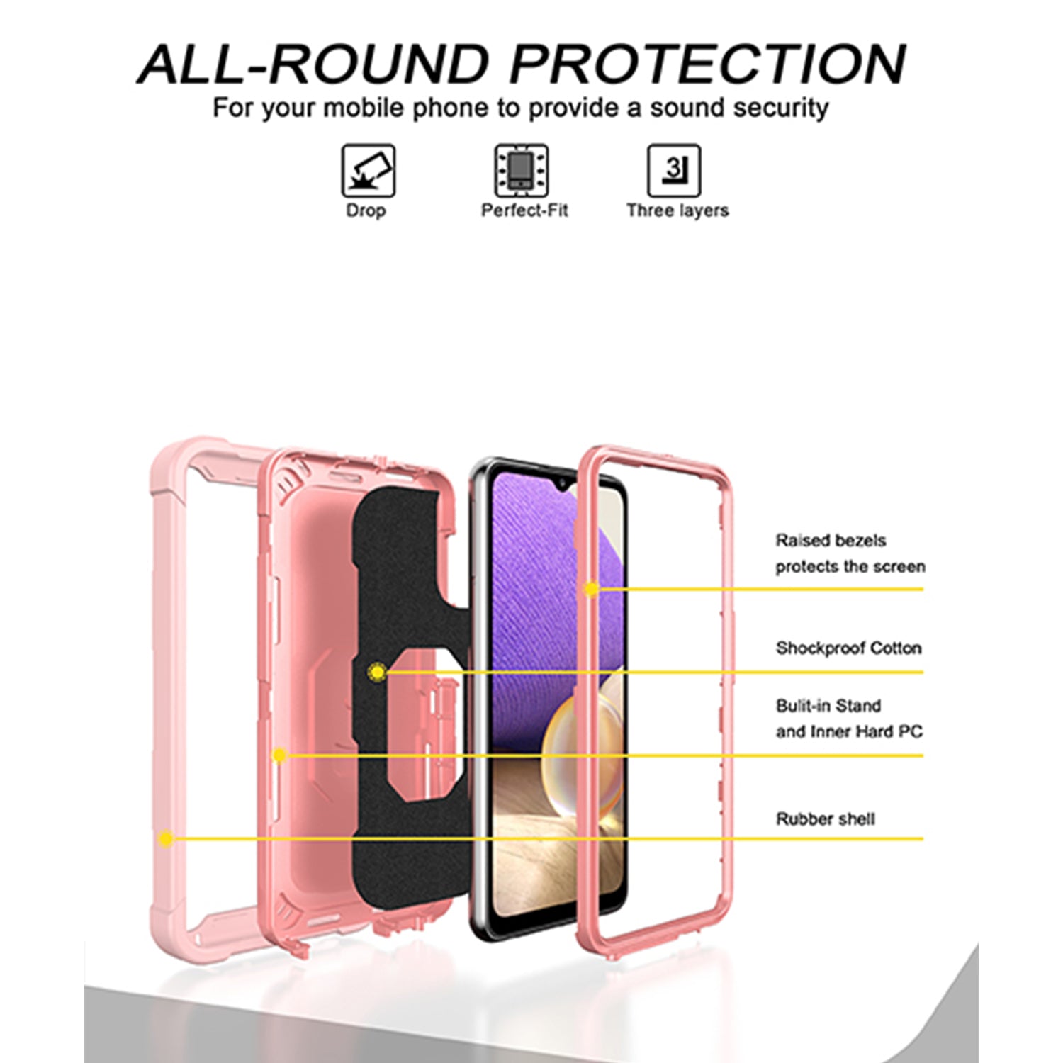 Full azimuth protection hardware bracket silicone case for Samsung Galaxy A72(5G)Case