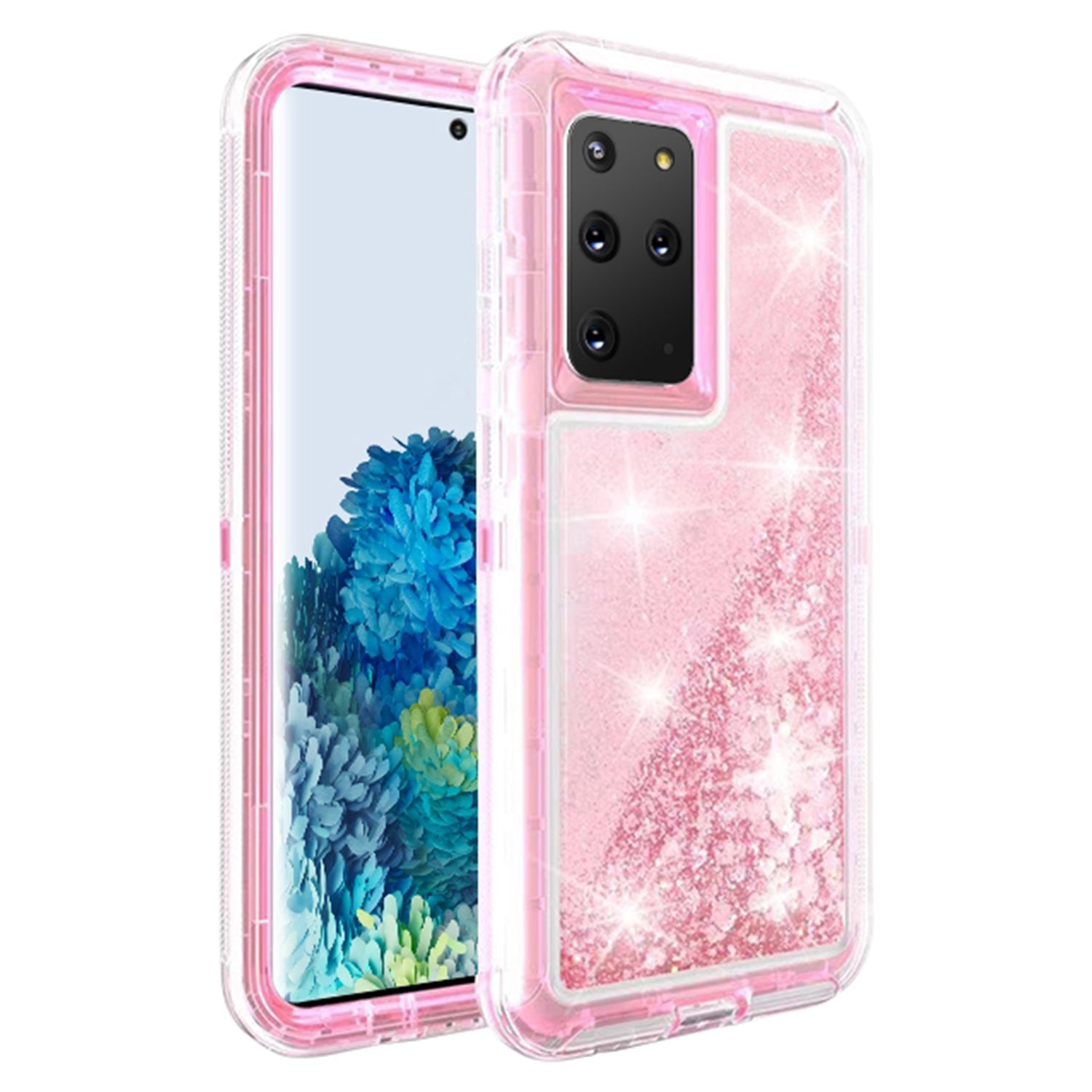 Galaxy S20 Plus Transparent Floating Glitter Heavy Duty Case