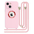 iPhone 14/13 Soft silicone fine hole logo hollowed out with adjustable hanging rope phone case