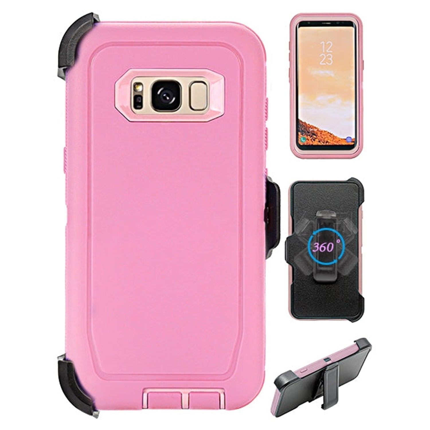 Samsung Galaxy S8 Heavy Duty Shock Reduction Case with Belt Clip (No Screen)