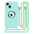 iPhone 14/13 Soft silicone fine hole logo hollowed out with adjustable hanging rope phone case