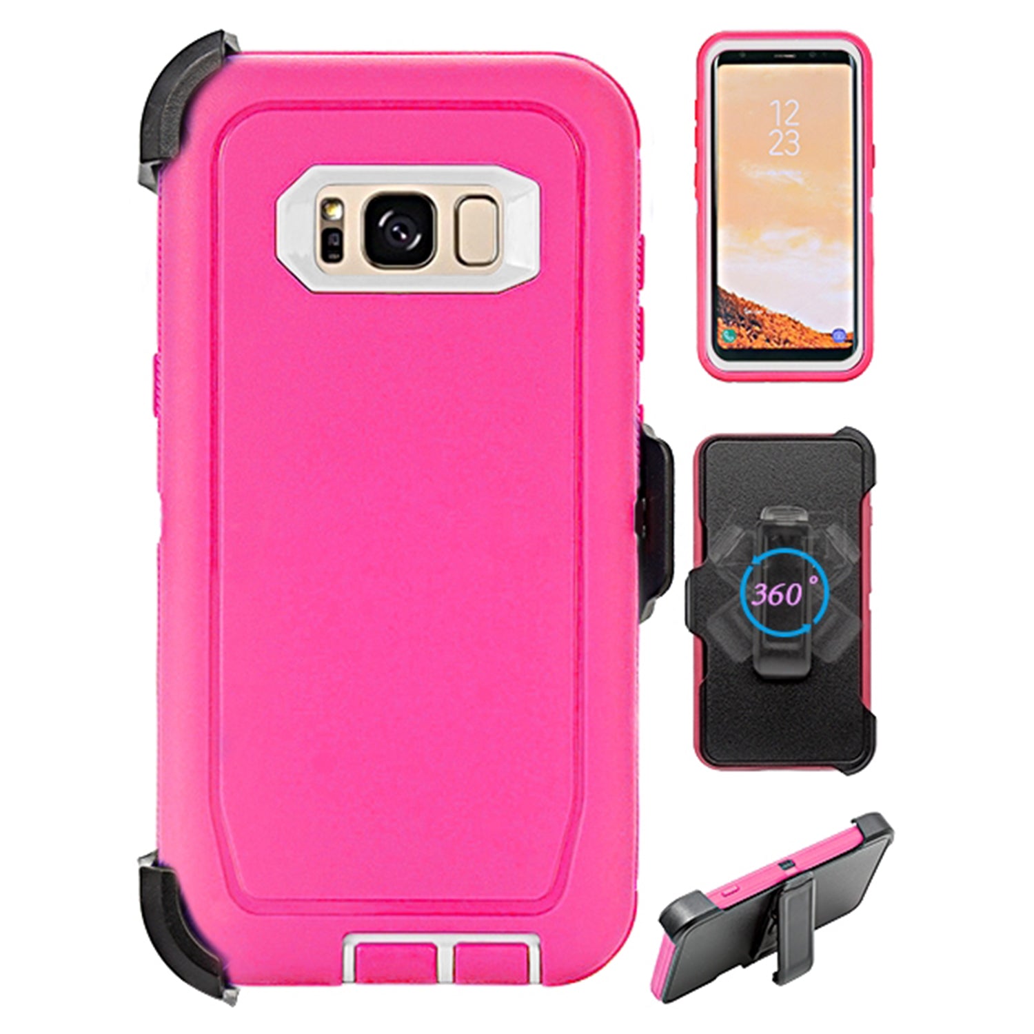 Samsung Galaxy S8 Heavy Duty Shock Reduction Case with Belt Clip (No Screen)