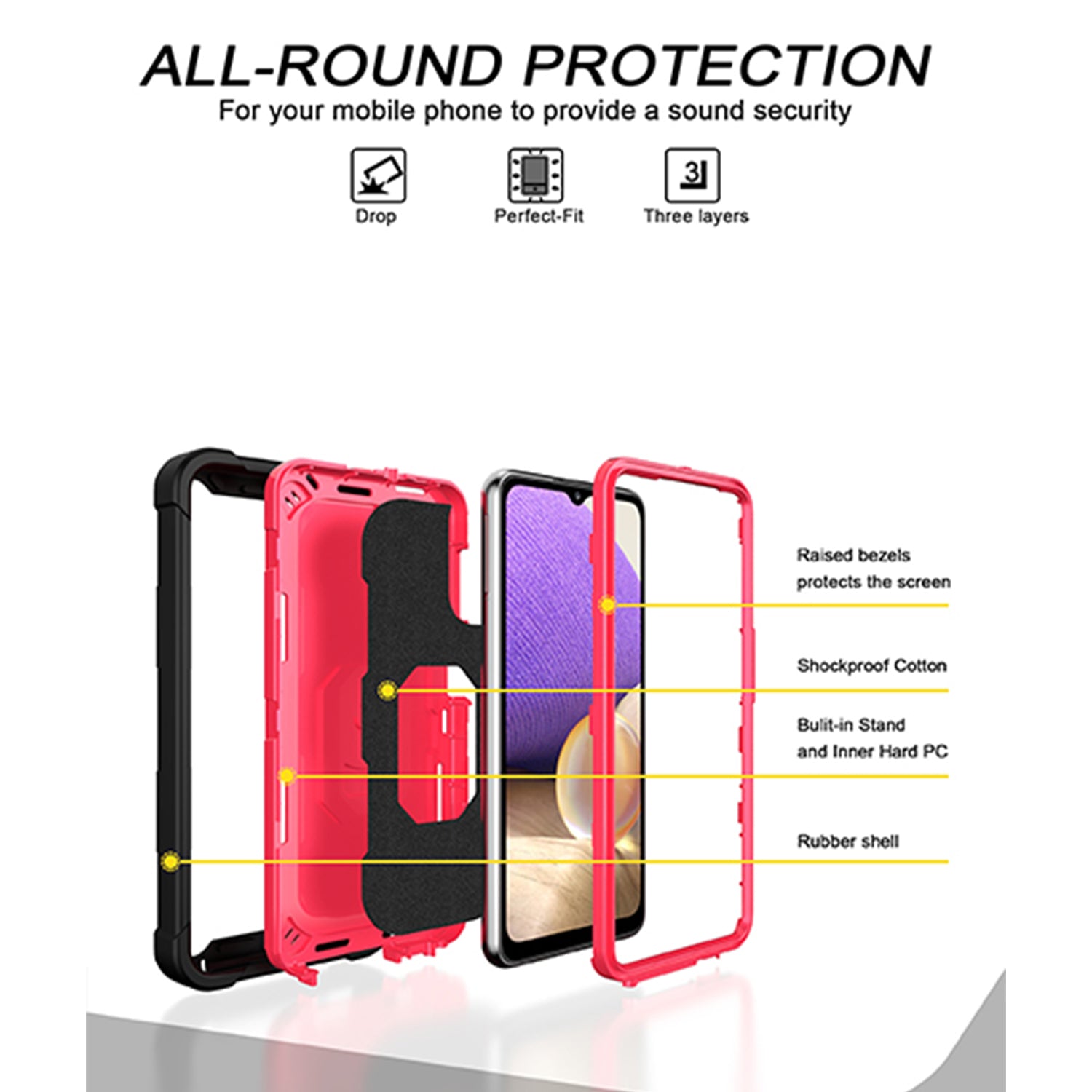 Full azimuth protection hardware bracket silicone case for Samsung Galaxy A72(5G)Case