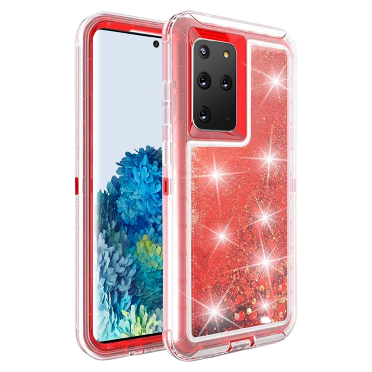 Galaxy S20 Plus Transparent Floating Glitter Heavy Duty Case