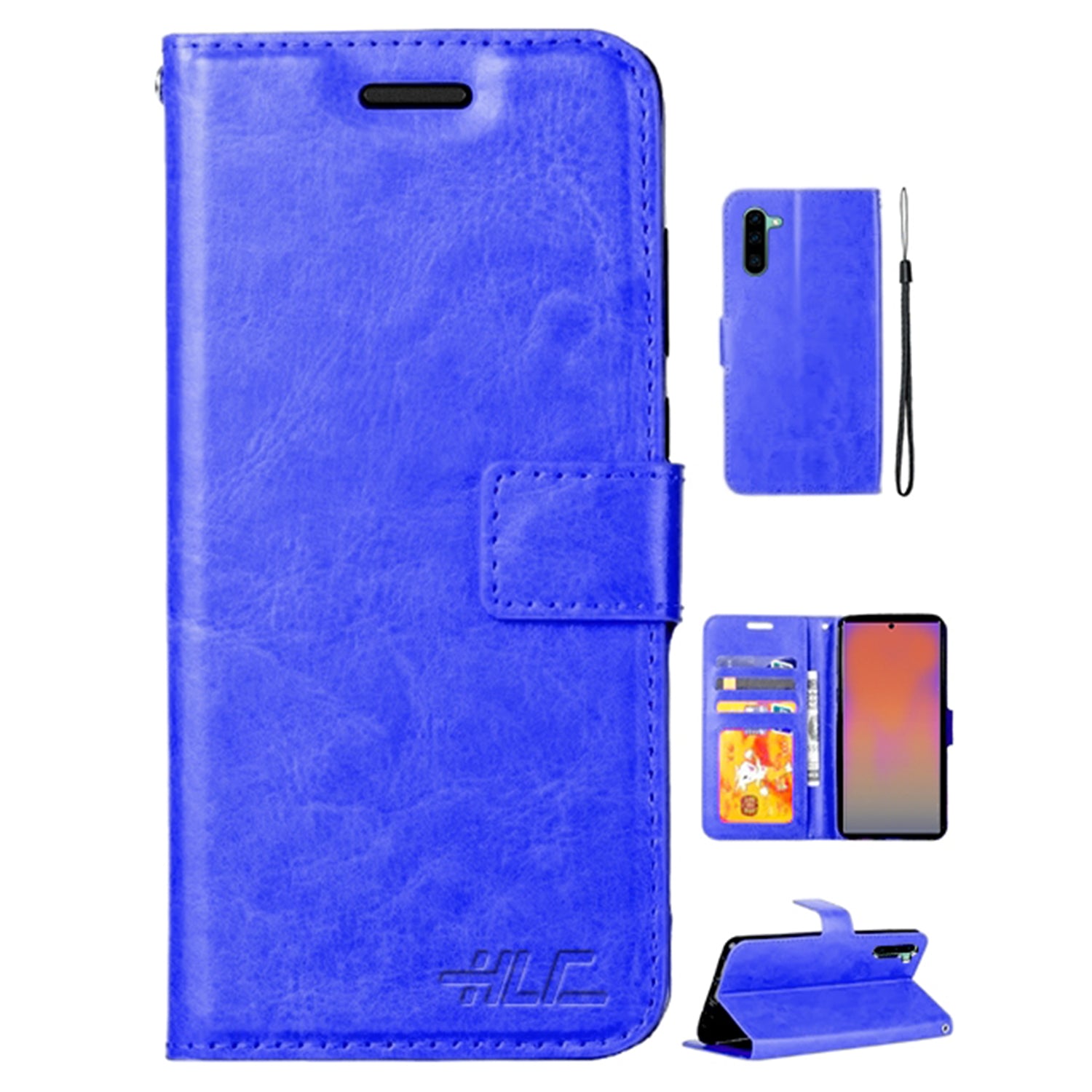 Real Plain Leather Wallet Case for Samsung Note 10