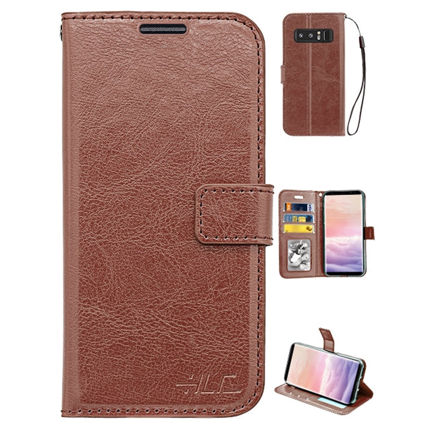 Note 8 Real Plain Leather Wallet Case