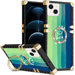 iPhone 14/13 TPU Luxury Blue Stripe Fashion Case with Kickstand