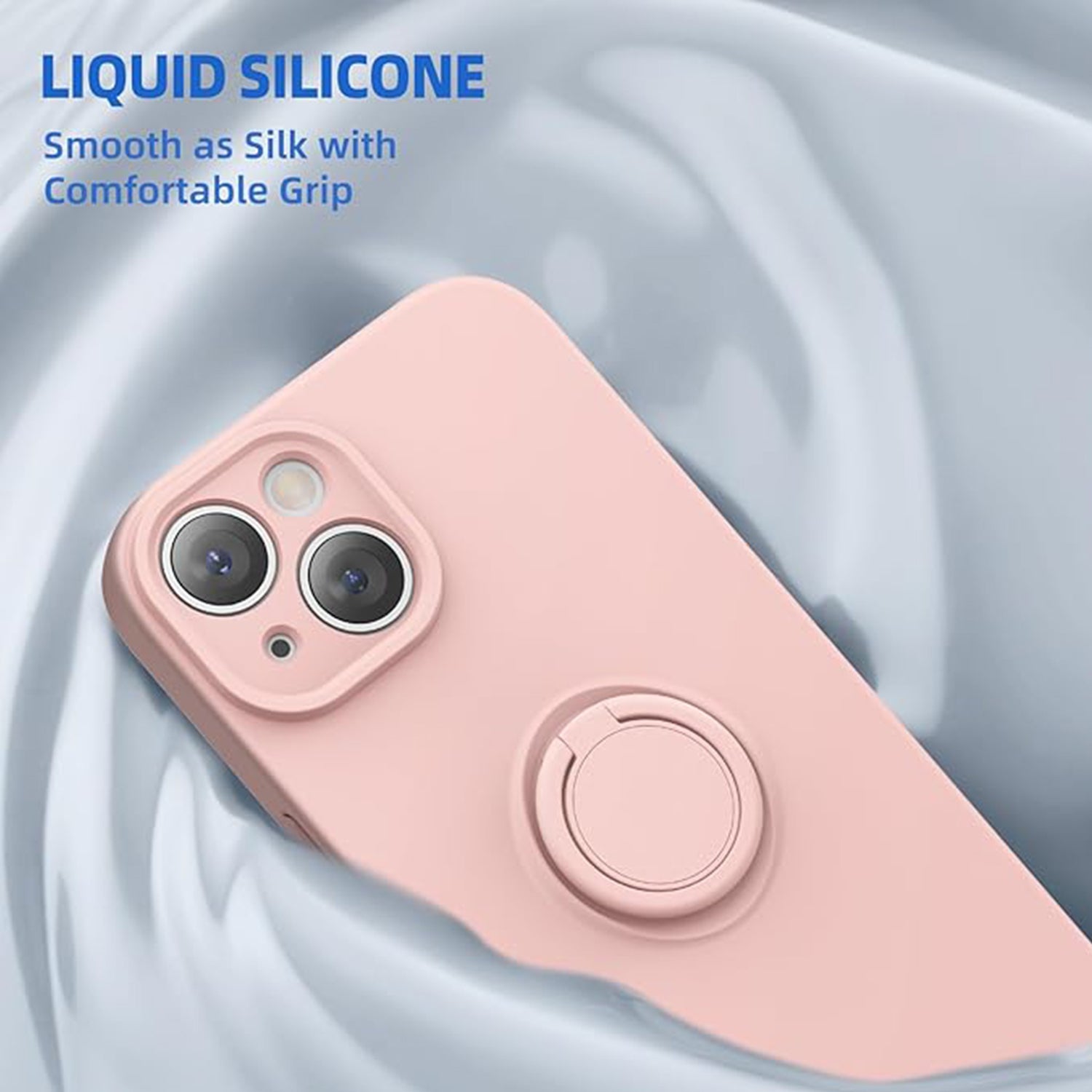 iPhone 14/13 (6.1") Soft Liquid Silicone With Stand Ring Holder Case