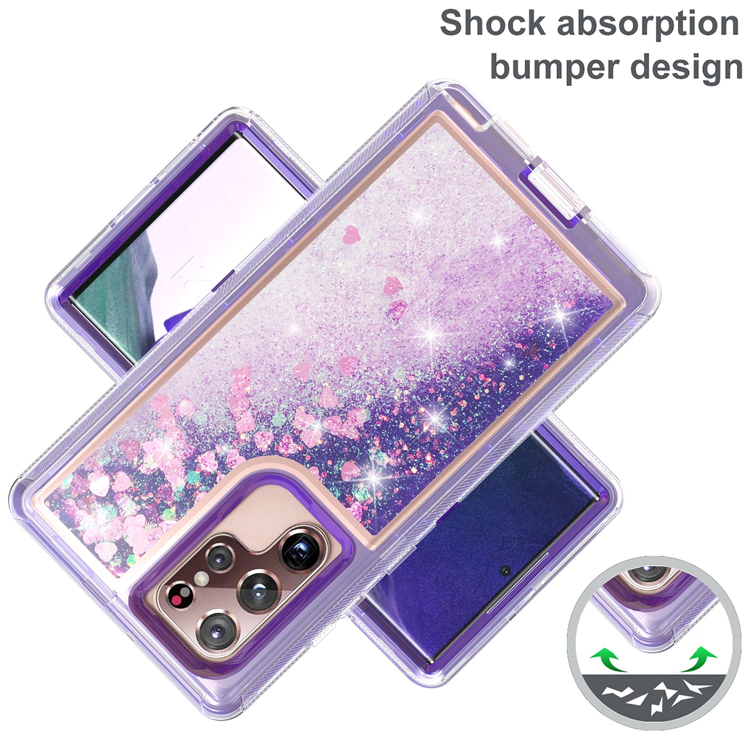 Transparent Floating Glitter Heavy Duty Case for Samsung Galaxy S22 Ultra