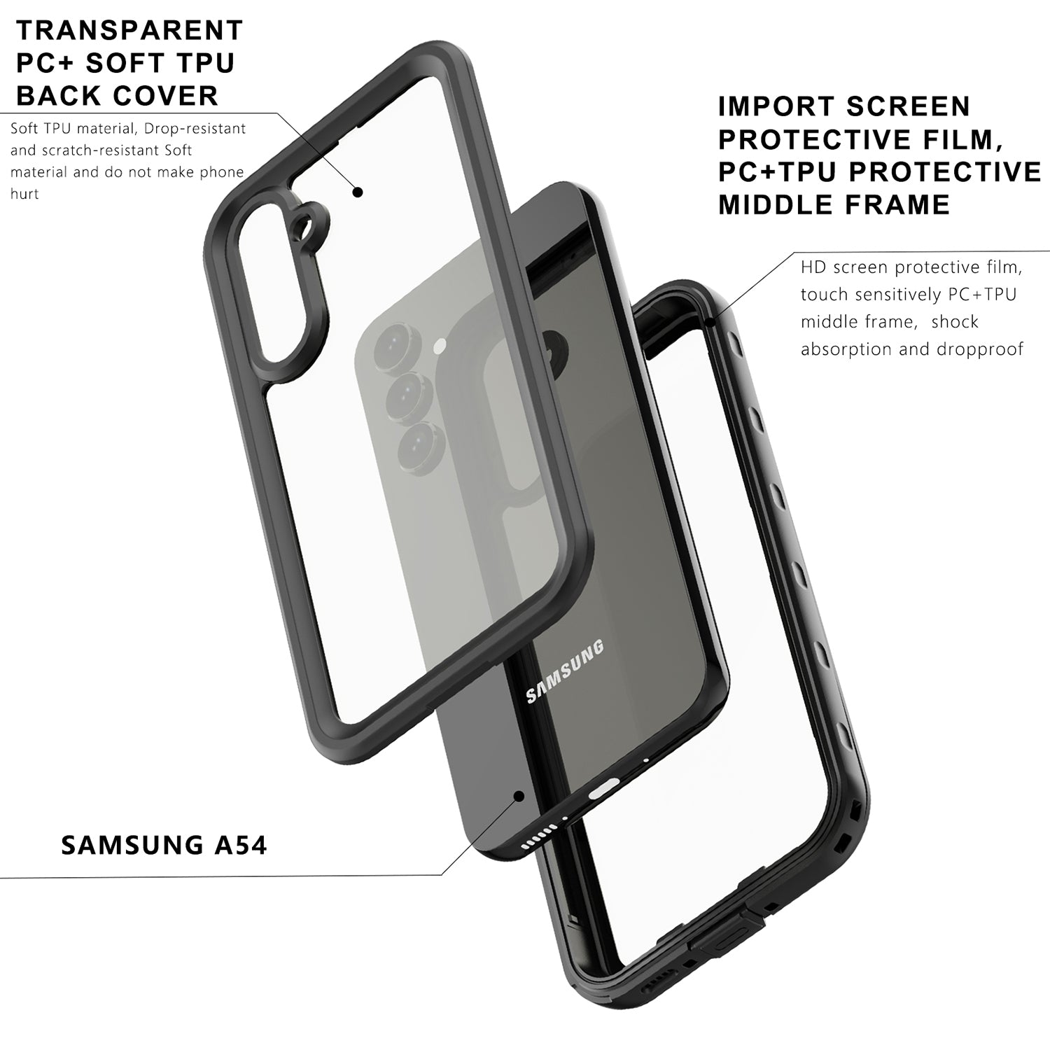 Samsung Galaxy A54 360 Full Protective Waterproof Case With Built in Screen Fingerprint Protector