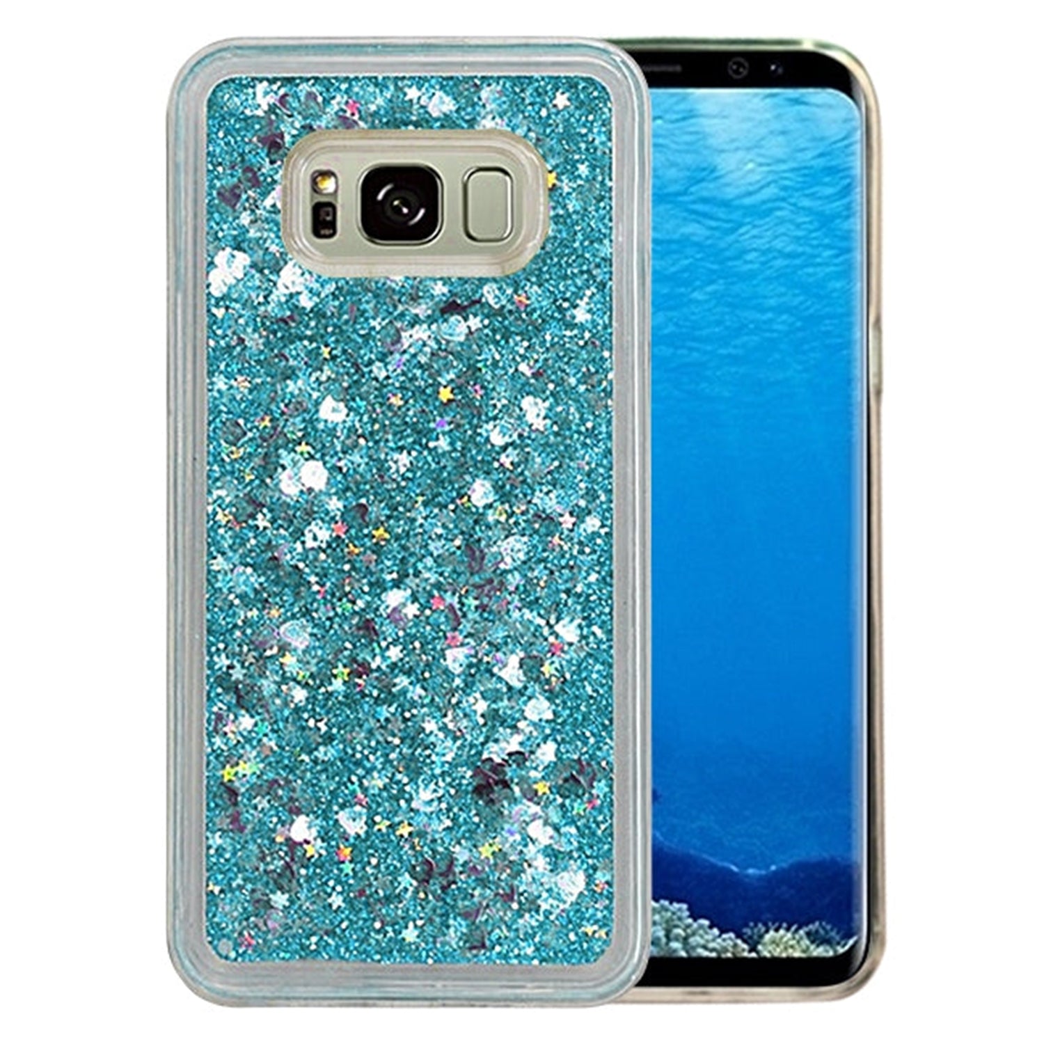 Floating Heart Glitter Case Compatible with Samsung Galaxy S8