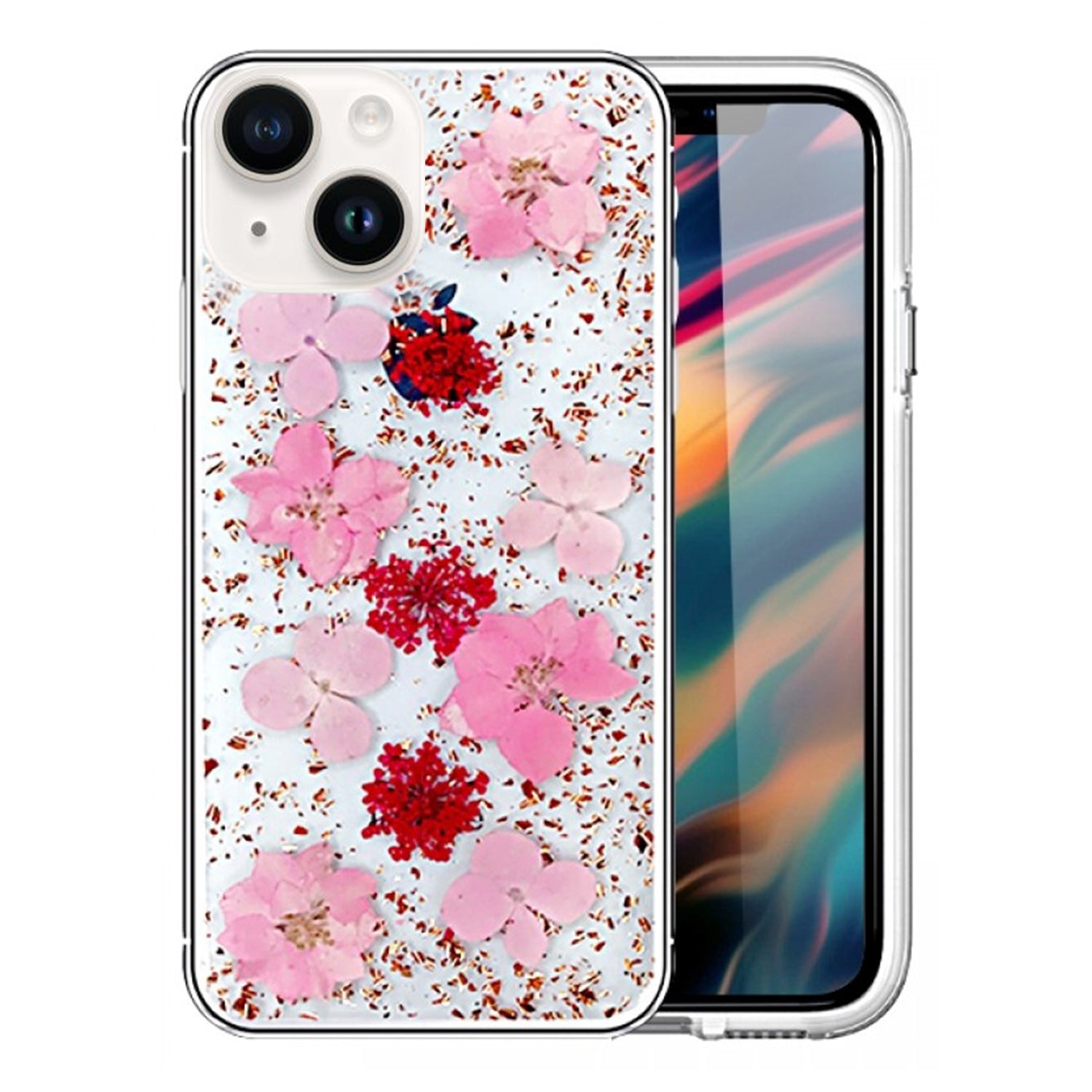 iPhone 14/13 Soft Plastic Fashion Colorful Flowers Design Case