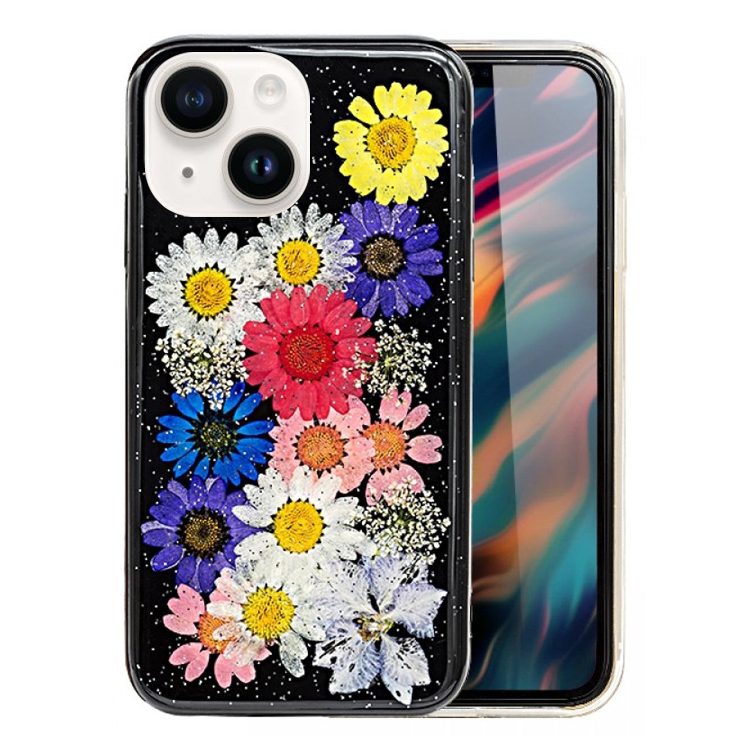 iPhone 14/13 Soft Plastic Fashion Colorful Flowers Design Case