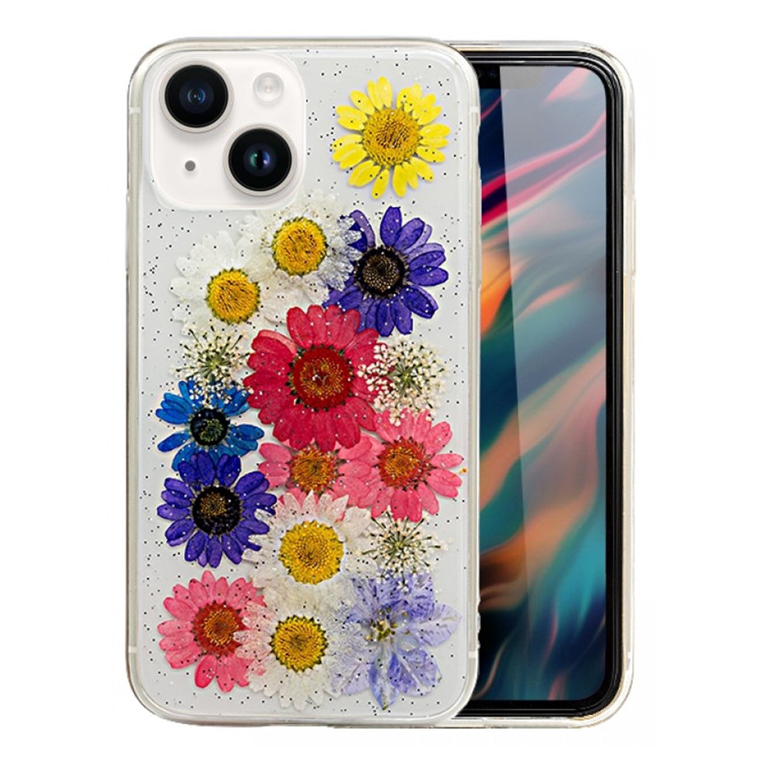 iPhone 14/13 Soft Plastic Fashion Colorful Flowers Design Case