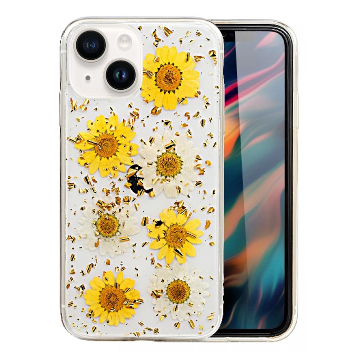 iPhone 14/13 Soft Plastic Fashion Colorful Flowers Design Case