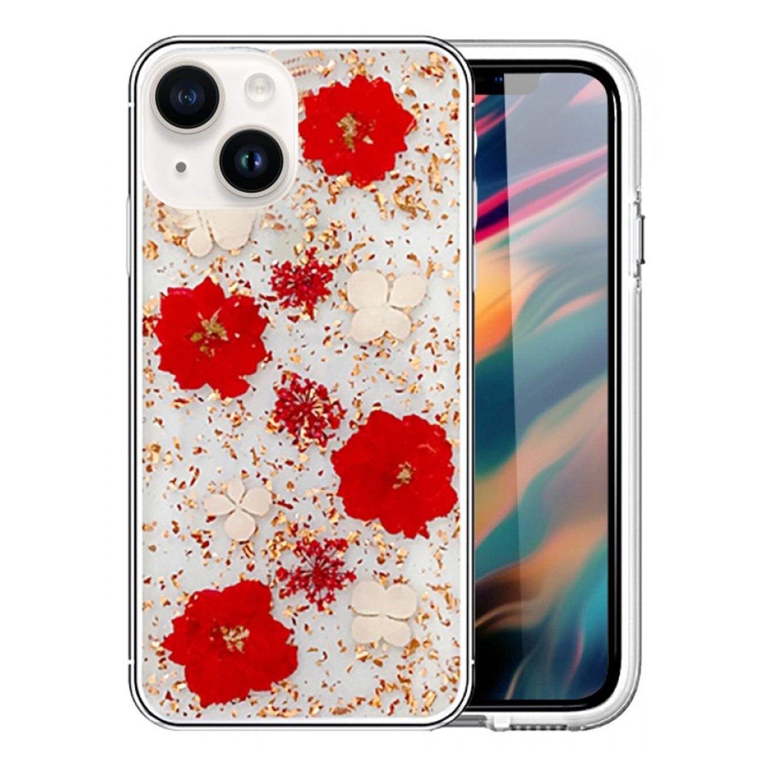 iPhone 14/13 Soft Plastic Fashion Colorful Flowers Design Case