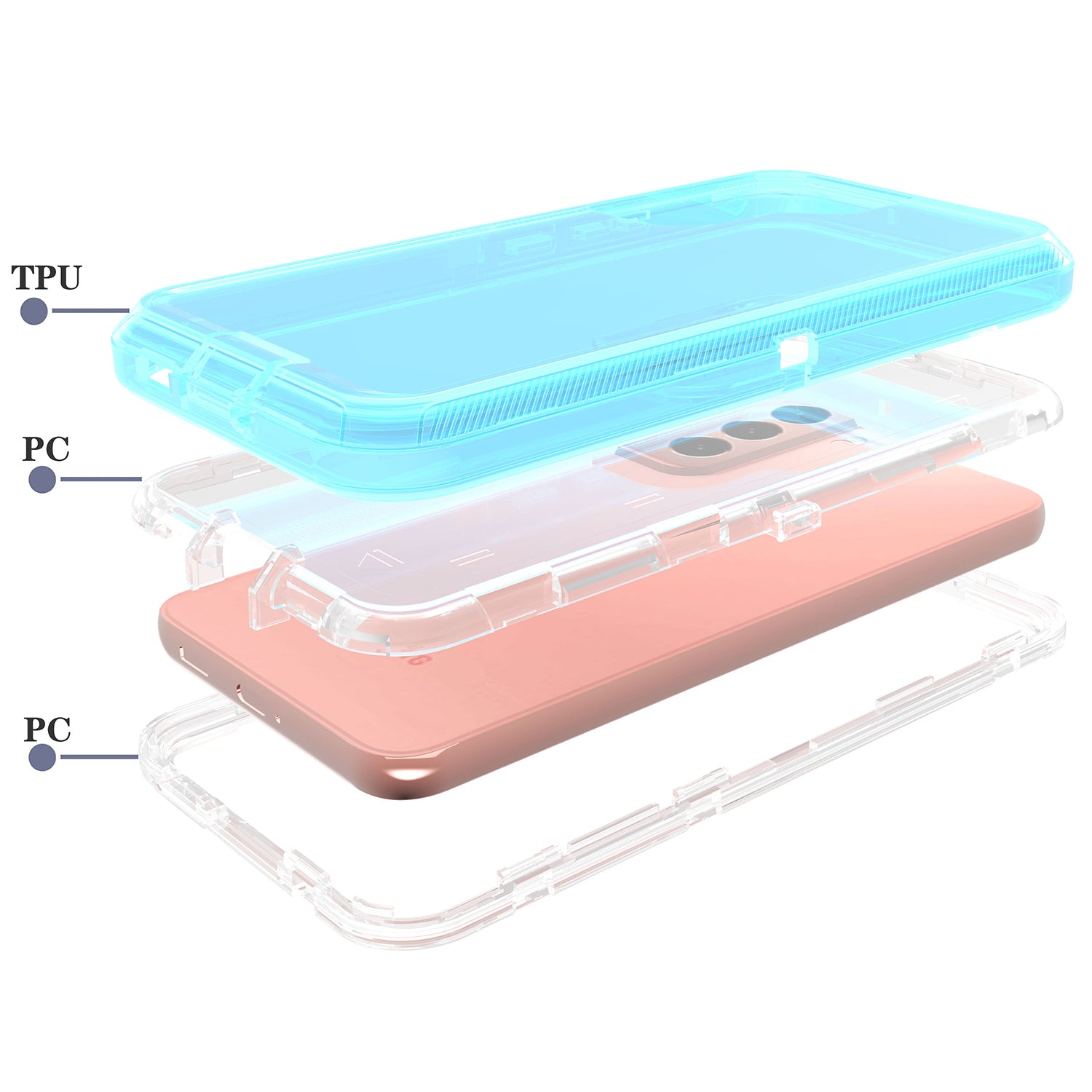 Transparent Full Protection Heavy Duty Case without Clip for Galaxy S22 Plus