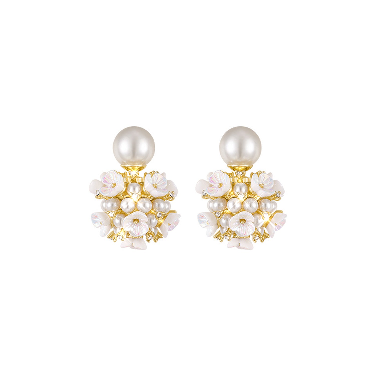 Korean INS Temperament Cool Style Earrings(HE9919)-White Flower Ball