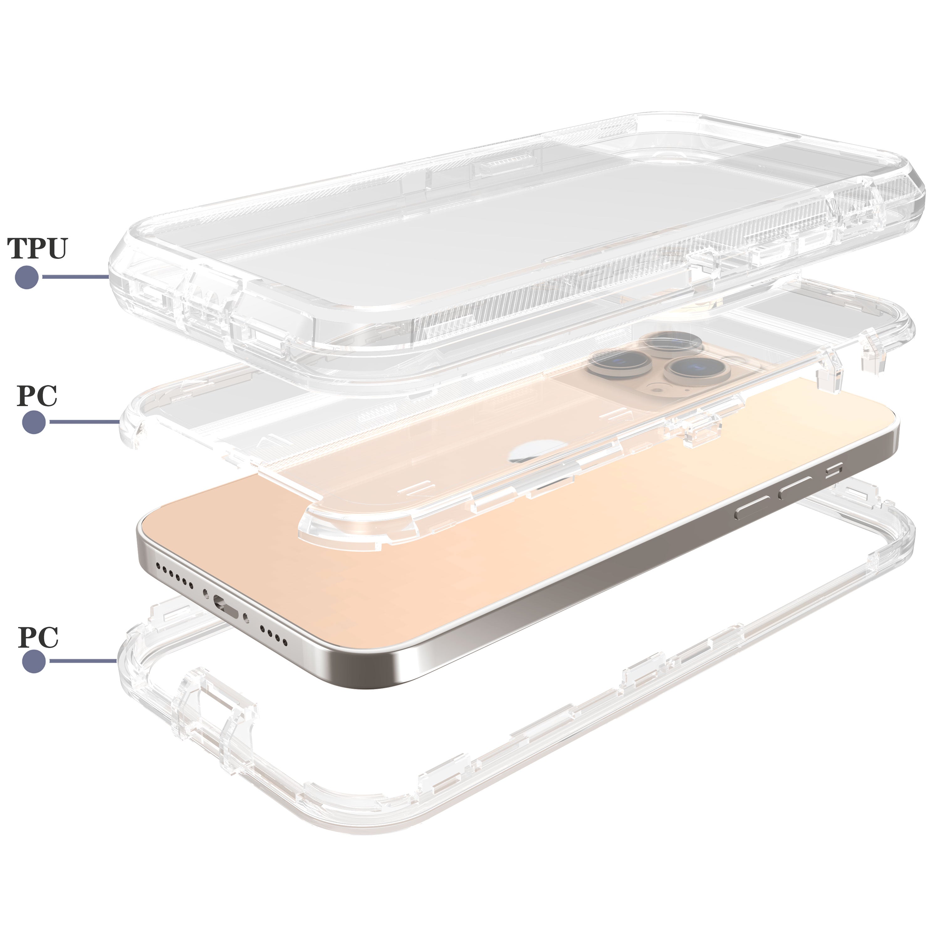 iPhone 15 Pro Transparent Heavy Duty Shockproof Anti-Fall Case