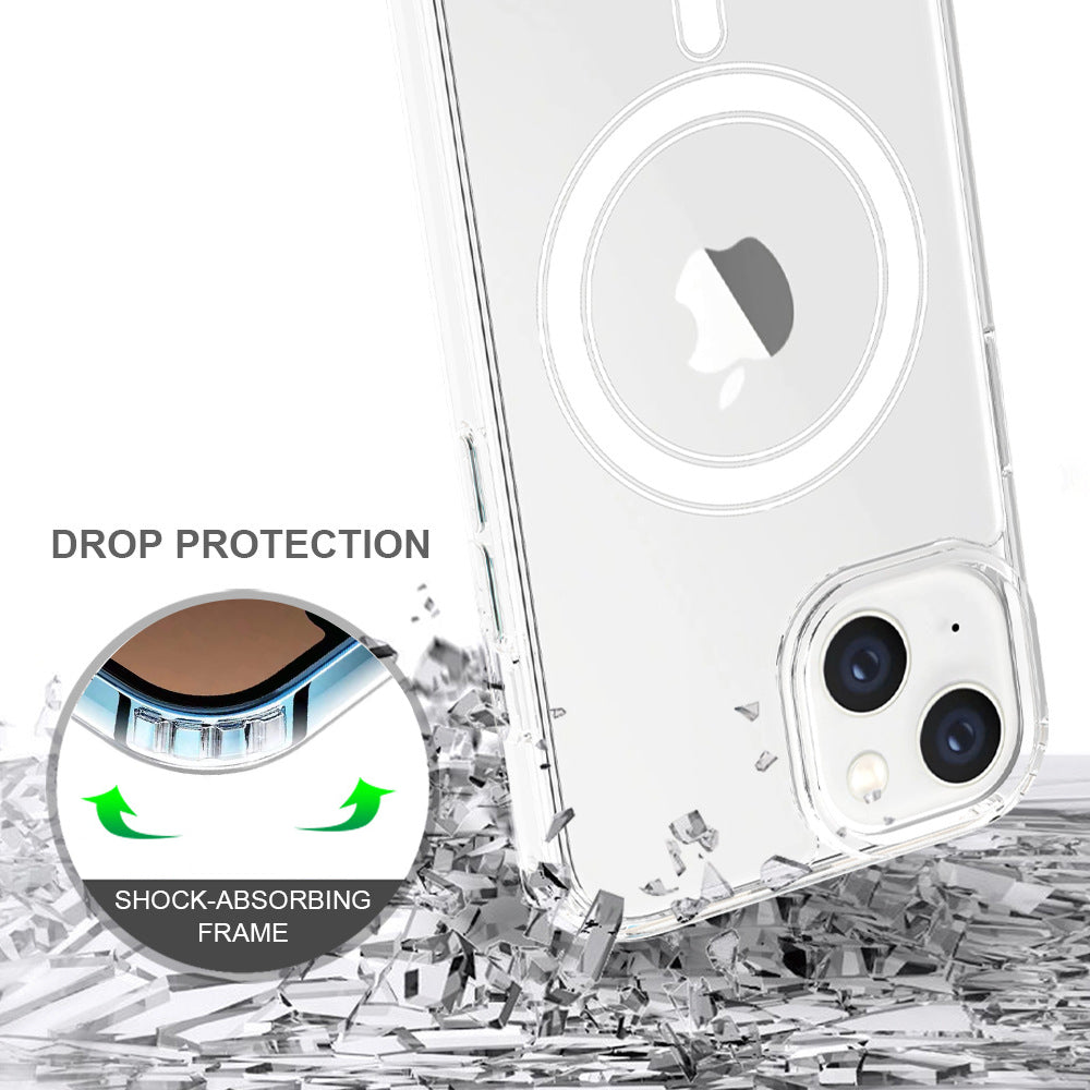 iPhone 15 Transparent Magnet Case Support Wireless Charging-Clear