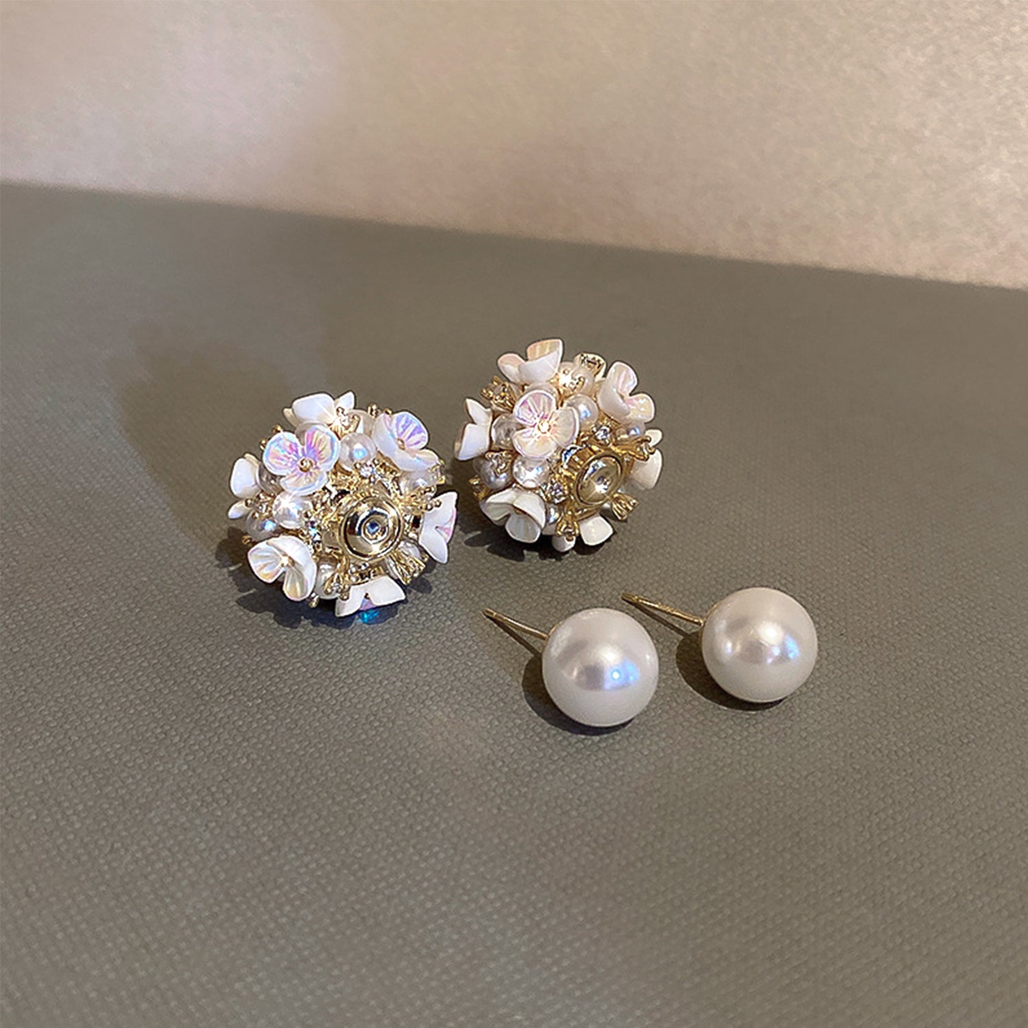 Korean INS Temperament Cool Style Earrings(HE9919)-White Flower Ball