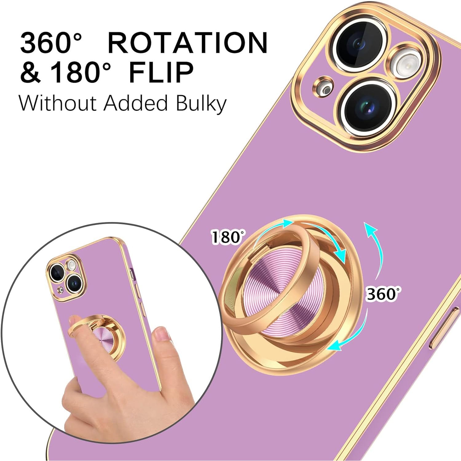 iPhone 14 Fashion Ring Magnetic GPS car mount Phone Holder Case