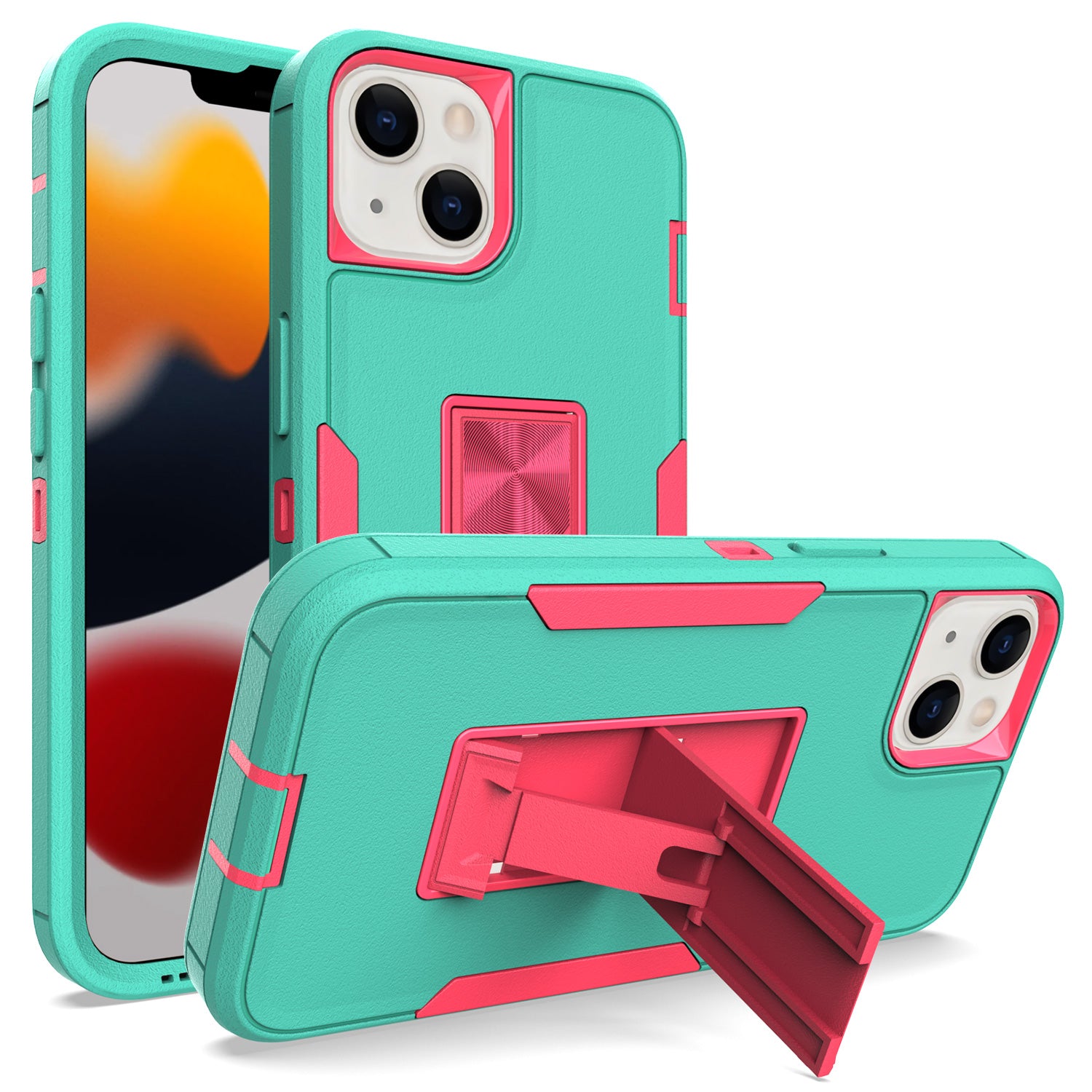 iPhone 14/13 (6.1 ") Kickstand fully protected heavy-duty shockproof case