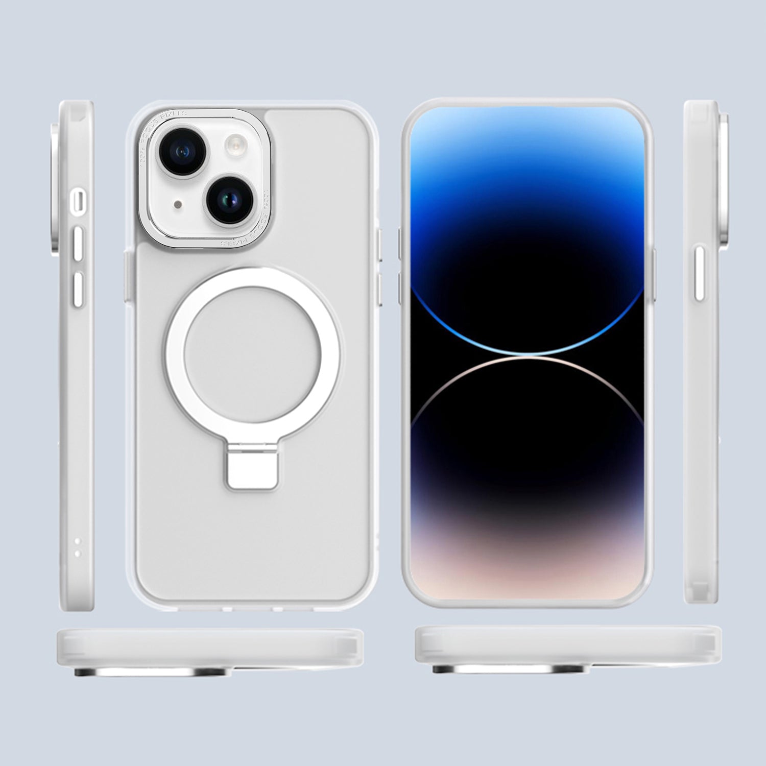 iPhone 15 Transparent Magnetic Suction Bracket Support Wireless Charging Phone Case-Clear