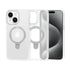 iPhone 15 Plus Transparent Magnetic Suction Bracket Support Wireless Charging Phone Case-Clear