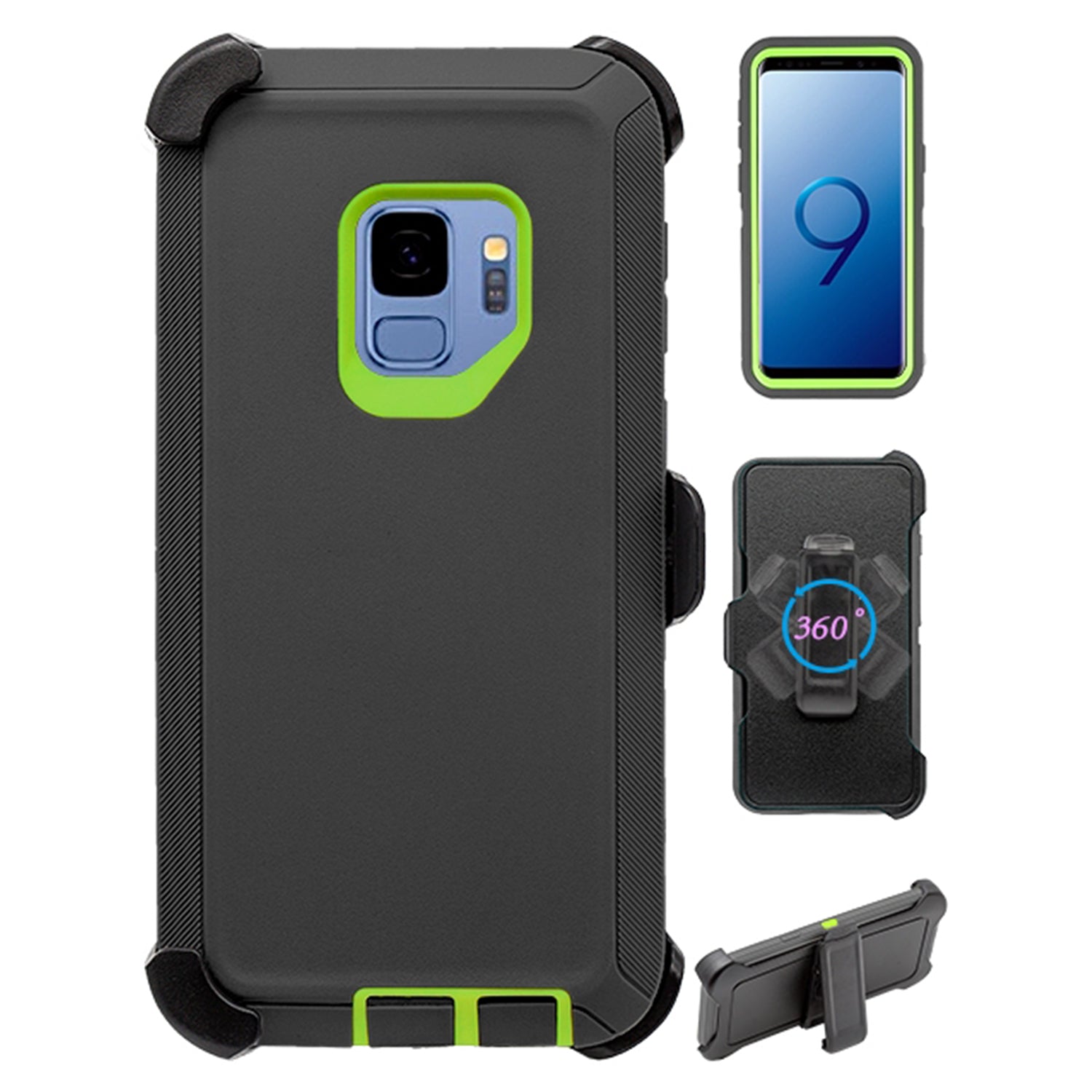 Heavy Duty Shock Reduction Case with Belt Clip (No Screen) for Galaxy S9