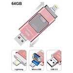 64GB 3 in 1 i Flash Drive for Apple iOS Devices & Android & Computers - Gold