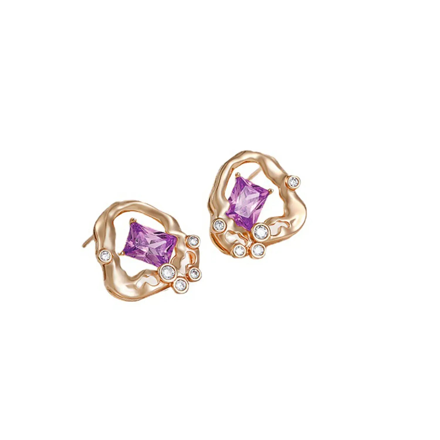 Geometric design ins style simple fashionable and sweet earrings(JSCF-0079E)-Purple