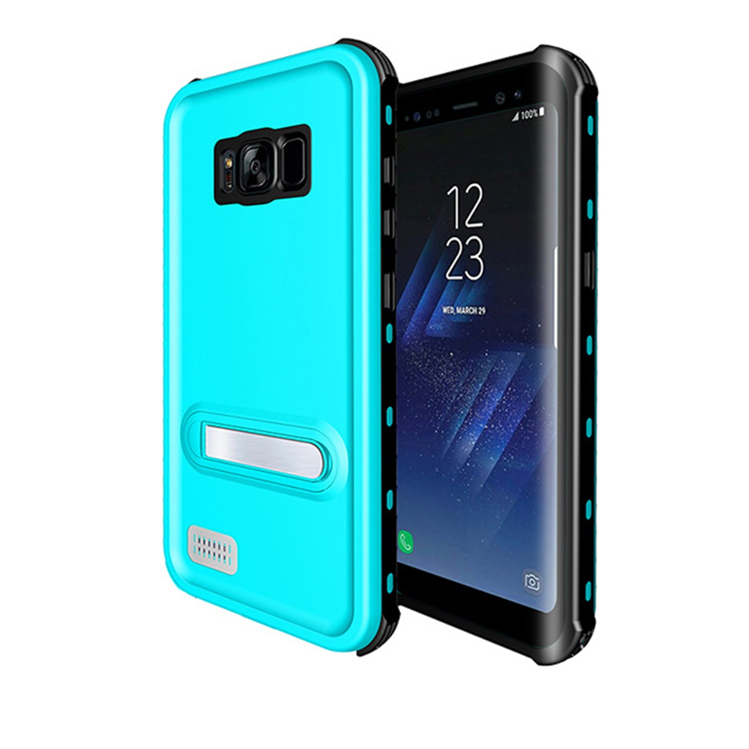 Kickstand Red Pepper Waterproof Case for Galaxy S8 - Teal / Black