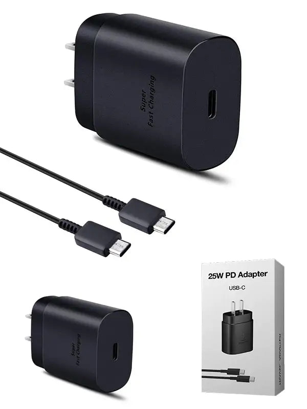 2 in1 25W PD 3.0 tape-C fast charger-Black