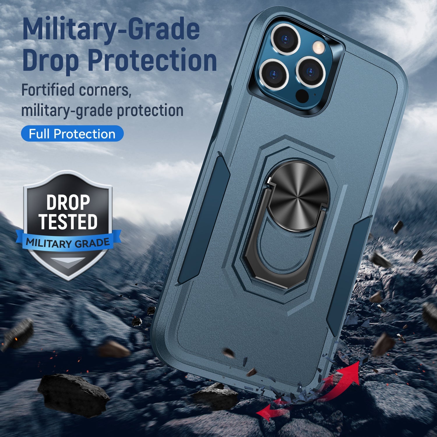 iPhone 14 Pro Kickstand fully protected  heavy-duty shockproof case