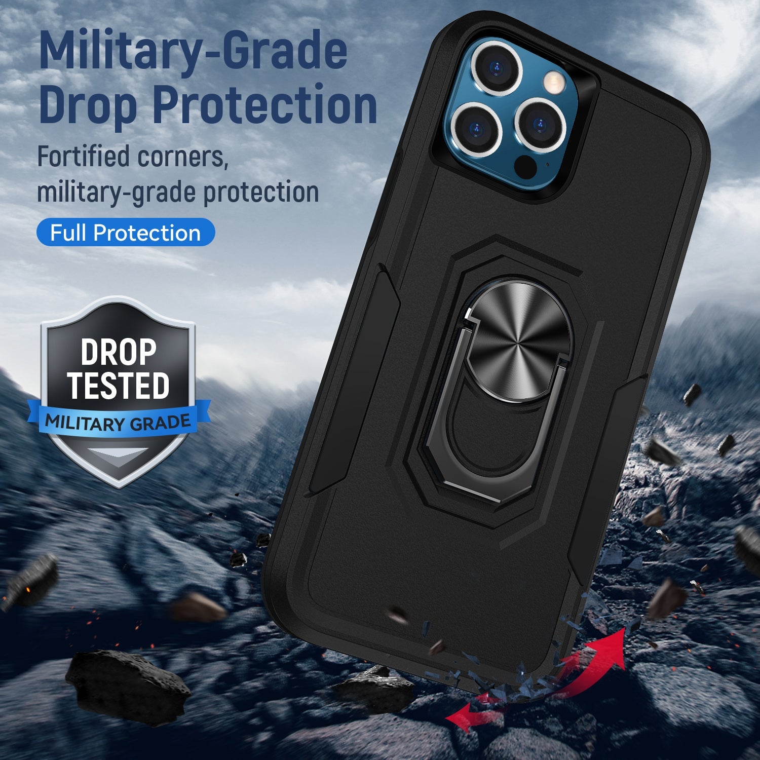 iPhone 14 Pro Kickstand fully protected  heavy-duty shockproof case