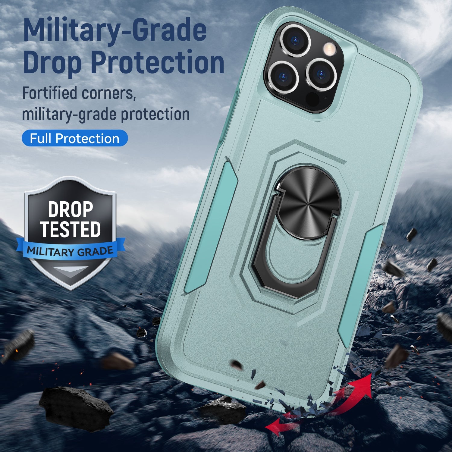 iPhone 14 Pro Kickstand fully protected  heavy-duty shockproof case
