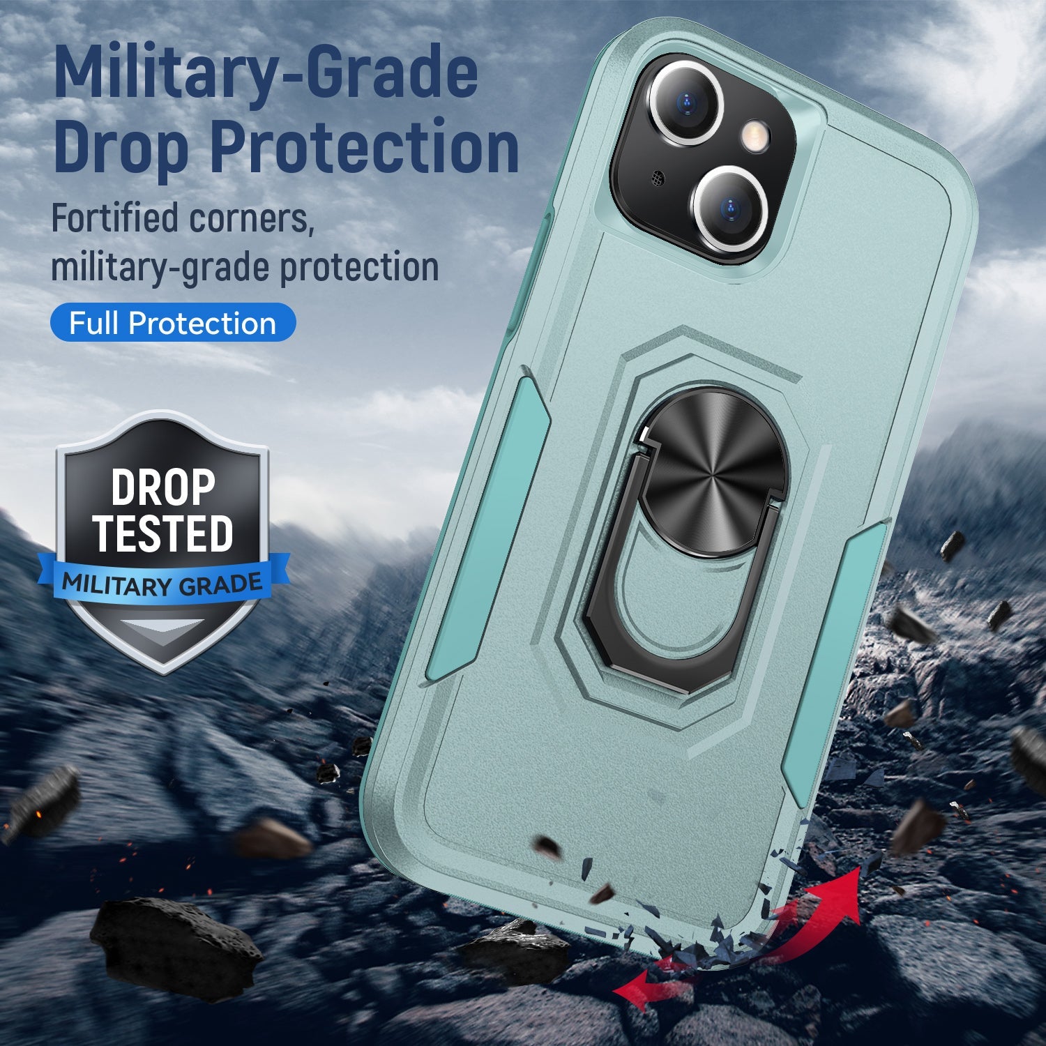 iPhone 14/13 Kickstand fully protected  heavy-duty shockproof case