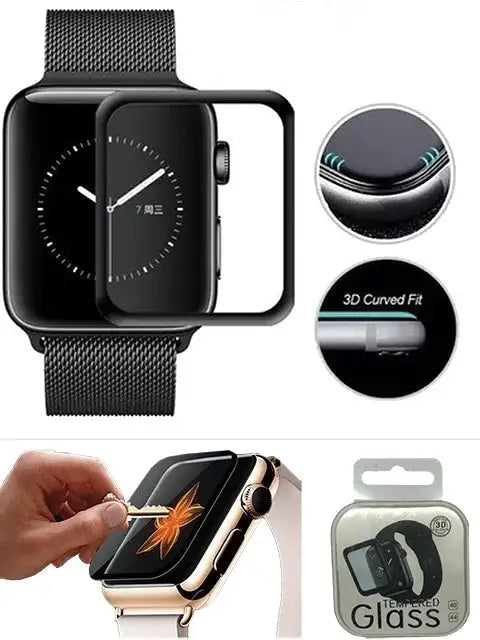 Black 1PCS 40MM 3D Curved Tempered Glass for Apple i Watch 5/4/3/2/1
