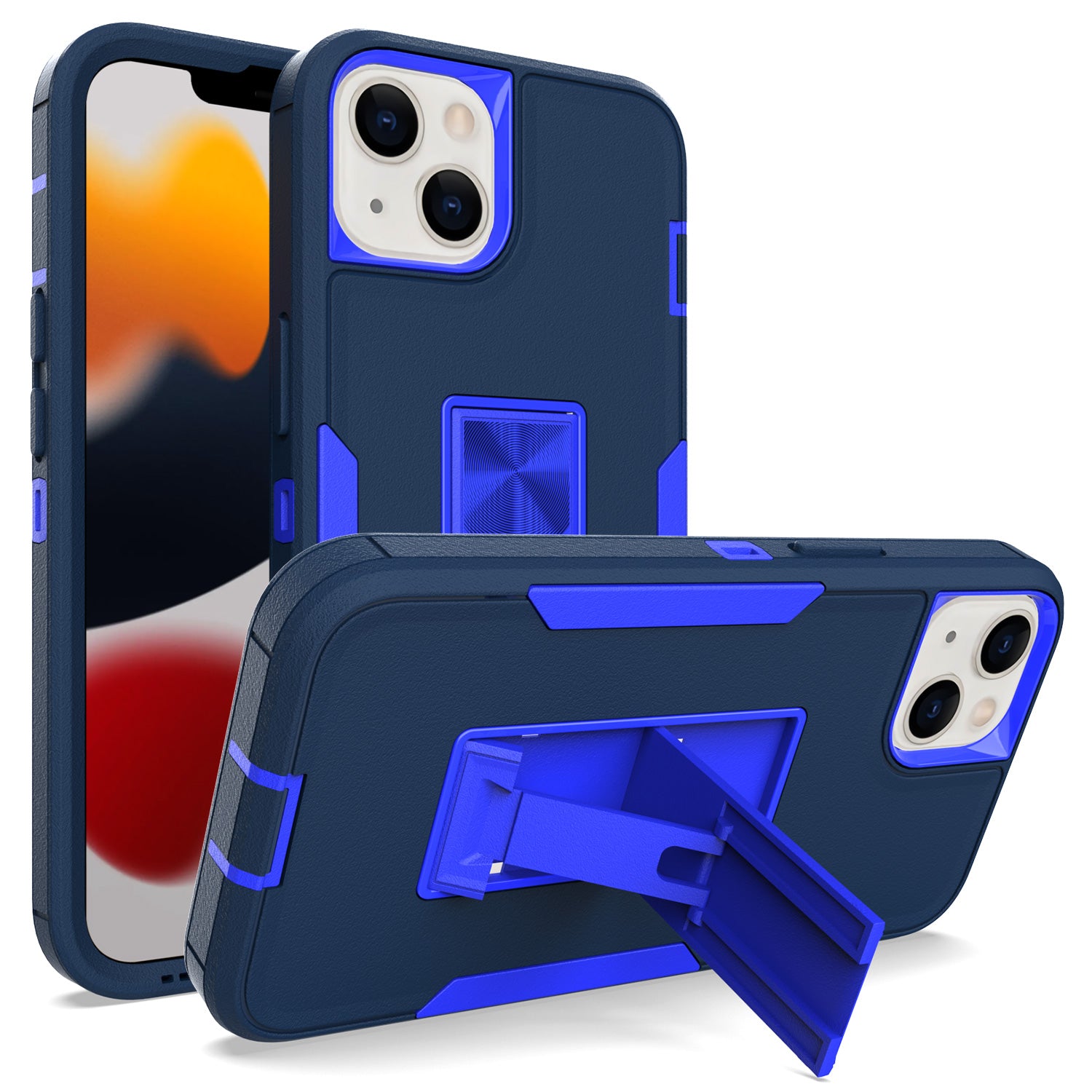 iPhone 14/13 (6.1 ") Kickstand fully protected heavy-duty shockproof case