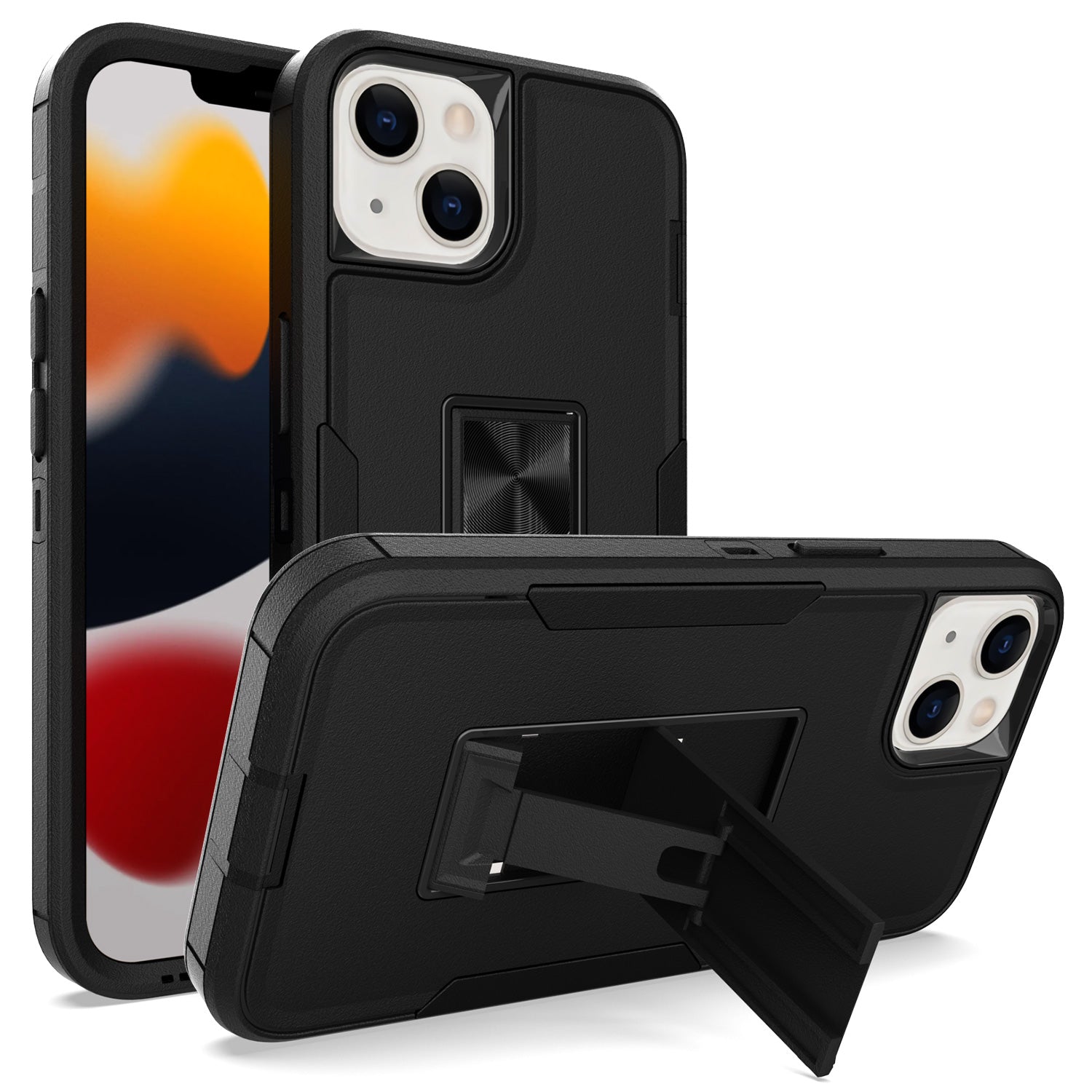 iPhone 14/13 (6.1 ") Kickstand fully protected heavy-duty shockproof case