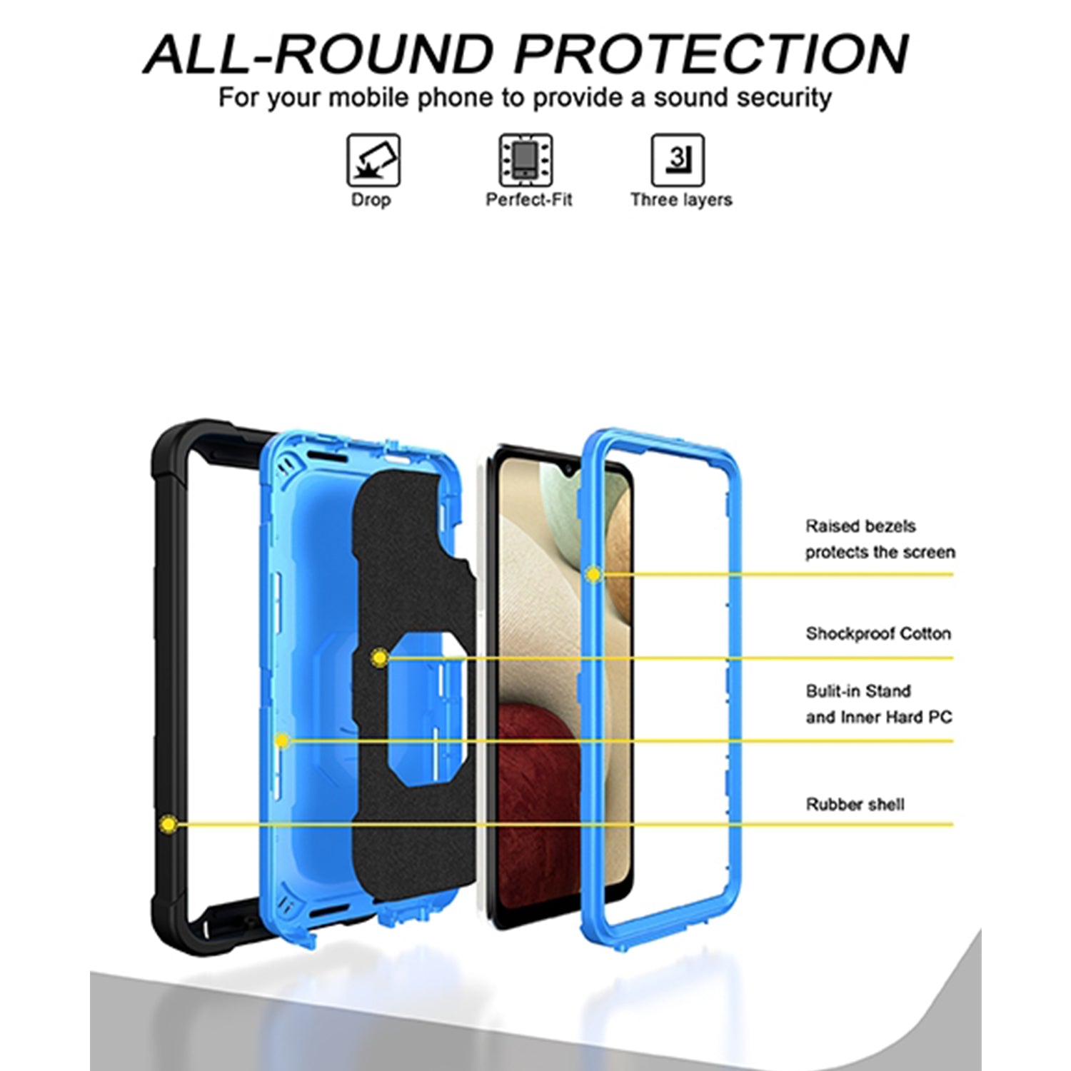 Full azimuth protection hardware bracket silicone case for Samsung Galaxy A12(5G) Case