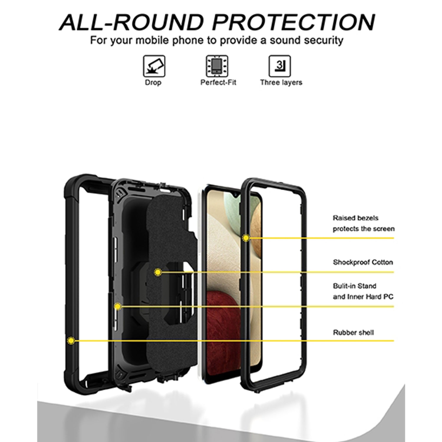 Full azimuth protection hardware bracket silicone case for Samsung Galaxy A12(5G) Case