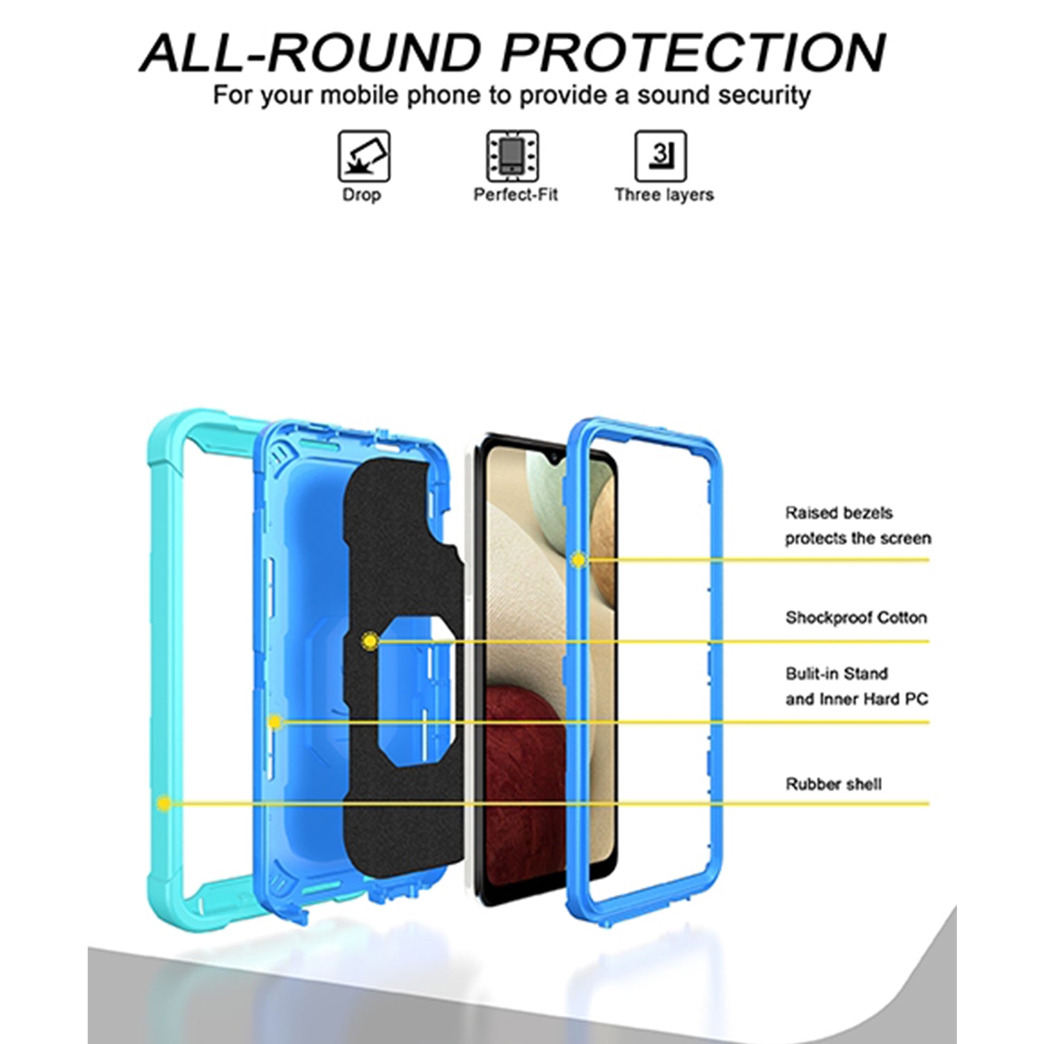 Full azimuth protection hardware bracket silicone case for Samsung Galaxy A12(5G) Case